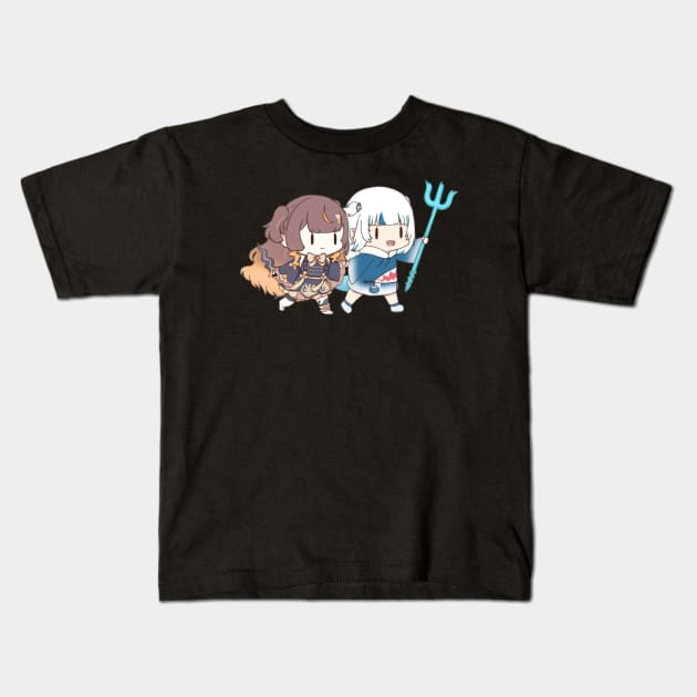 Gura and Anya Hololive Kids T-Shirt by Ghazinagato